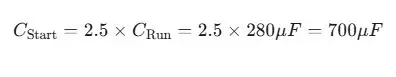 فرمول ظرفیت خازن استارت