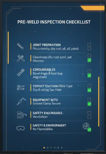 چک لیست بازرسی قبل جوشکاری