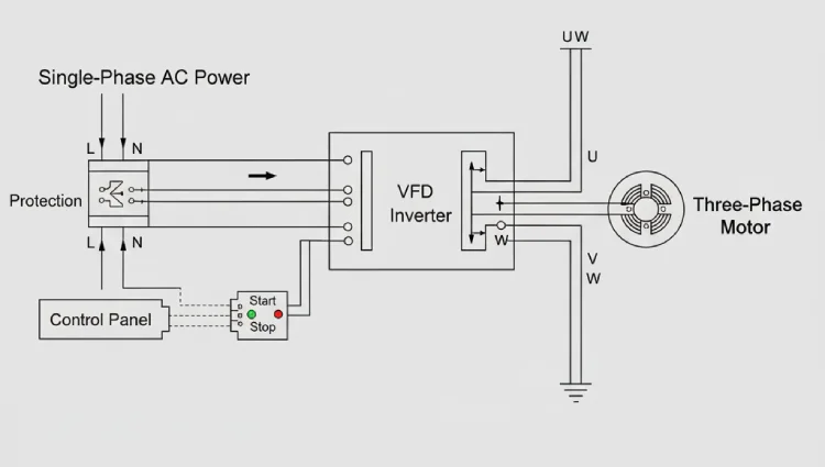راهاندازی موتور سهفاز با برق تکفاز با اینورتر